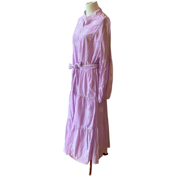 SOLD NICOBLU JACARANDA MAXI DRESS TIERED EMBROIDERED PRAIRIECORE COTTAGECORE L - Picture 4 of 12